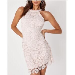 Lulu's Love Poem Lace Mini Dress in Light Pink - XS